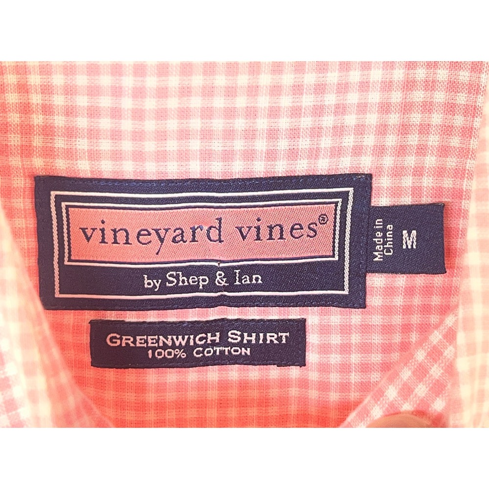 Vineyard Vines Button Down Shirt Mens M Pink Gingham Greenwich Cotton Preppy - Picture 3 of 6